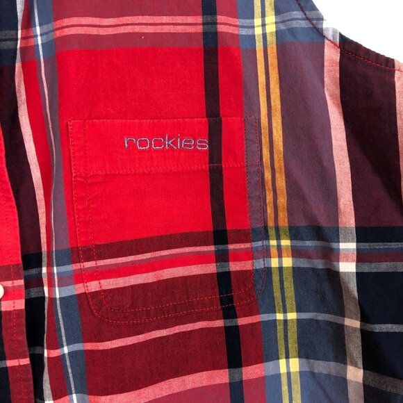 Vtg Rockies Women's Western Button Down Top Sz Large? Sleeveless Crop Plaid - Picture 8 of 8